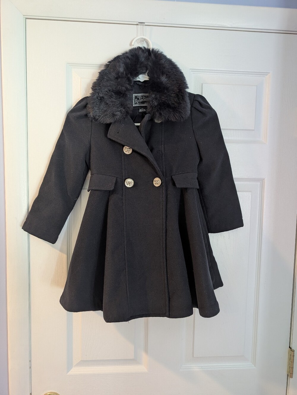 Rothschild Navy Coat With Fur Collar